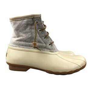 Sperry Women's Size 7.5 Saltwater Beige Wool Embossed 3M Thinsulate Duck Boots